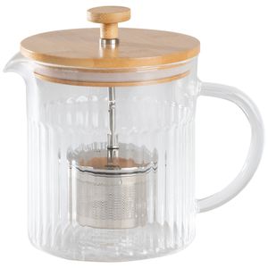 Euroline Glass Tea Pot with Infuser & Bamboo Lid 1.0L