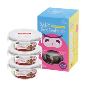 Euro Glass Boroseal Baby Food Container Round Set/3 - 130ml