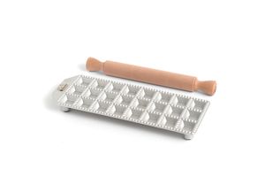 Marcato Ravioli Tray with Rolling Pin - 24 x Square 35mm