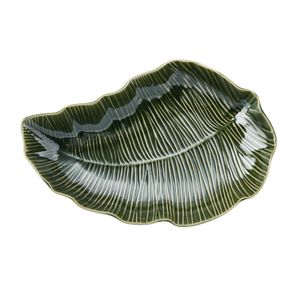 Mikasa Jardin Stoneware Leaf Serving Bowl, 31.5cm, Green