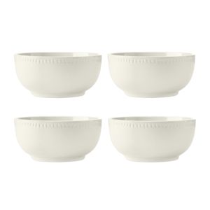 Mikasa Cranborne 4-Piece Stoneware Cereal Bowl Set, 15cm, Cream