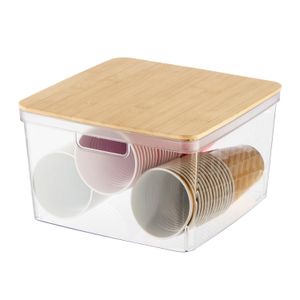 Clear Storage Bin with Bamboo Lid - Large