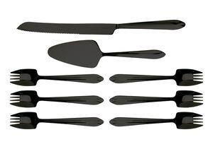 Splayd Cake Knife, Server & Splayd Set of 8 - Black