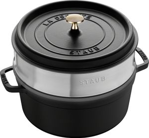 Round Cocotte with Steamer - 26cm Black
