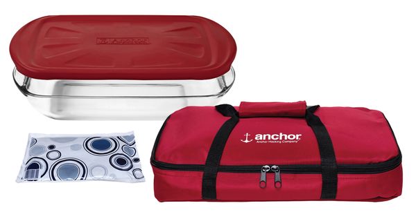 Anchor Hocking Bake-n-Take Hot or Cold Set/4 - Red