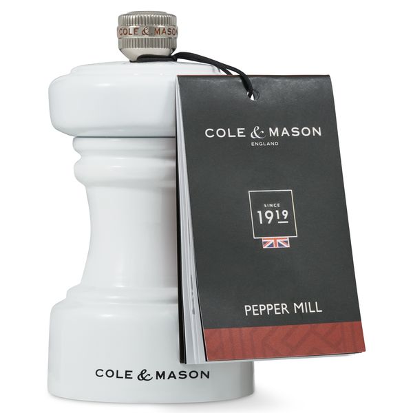 Cole & Mason Hoxton White Gloss Pepper Mill 104mm