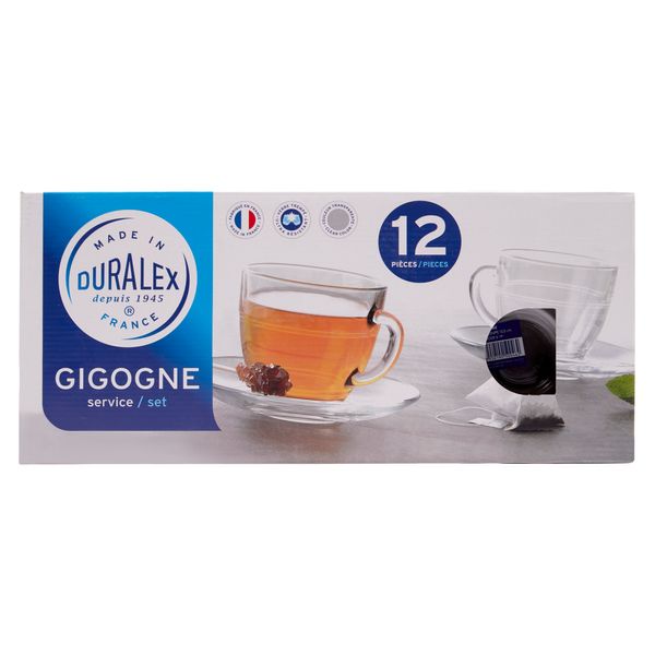 Duralex Gigogne Tea Cup & Saucer Set of 6