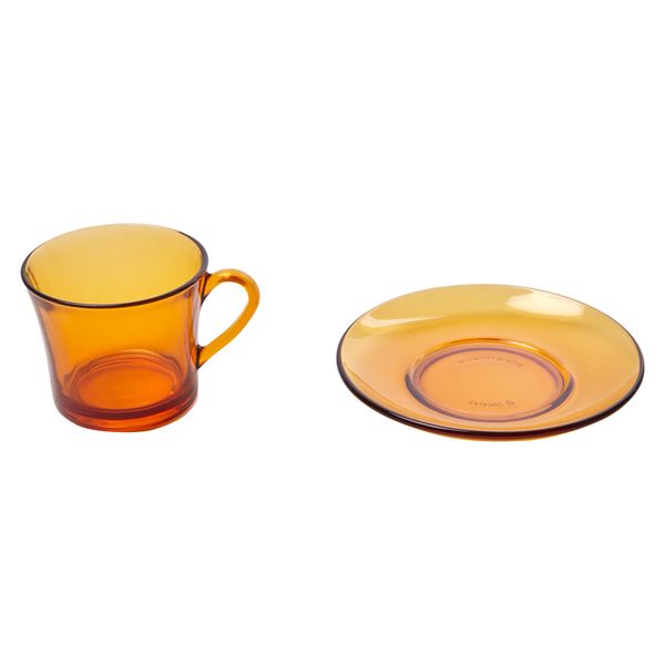 Duralex Lys Amber Tea Cup & Saucer Set of 6