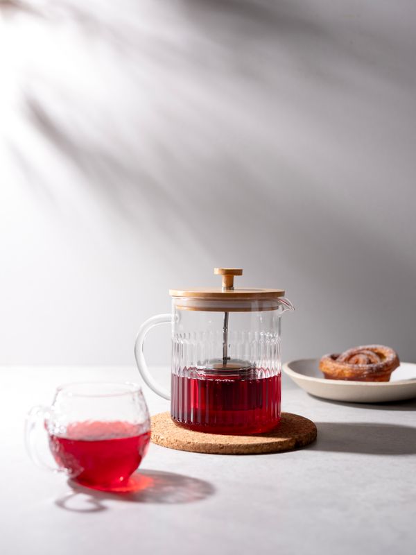 Euroline Glass Tea Pot with Infuser & Bamboo Lid 1.0L