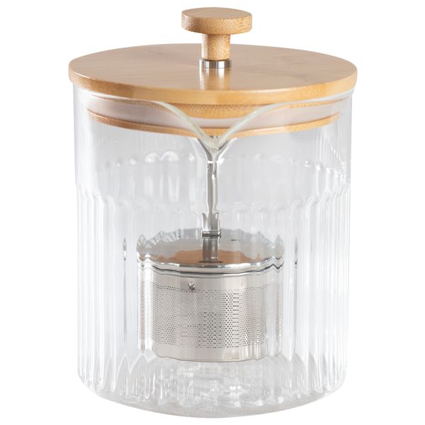 Euroline Glass Tea Pot with Infuser & Bamboo Lid 1.0L