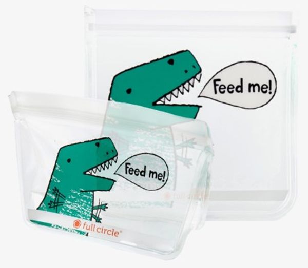 Full Circle Ziptuck Reusable Sandwich Bags Dinosaur Set/2