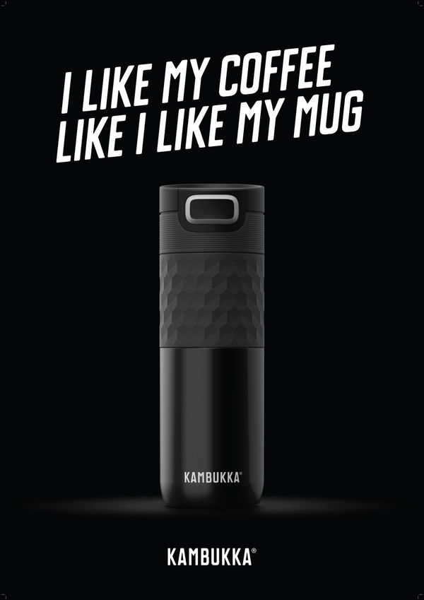 Kambukka Etna Grip 3-in-1 Snapclean® 500ml Travel Mug Black Steel