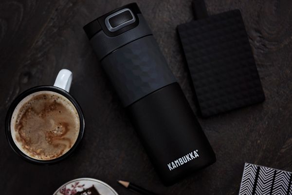 Kambukka Etna Grip 3-in-1 Snapclean® 500ml Travel Mug Black Steel