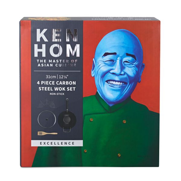 Ken Hom Non-Stick Carbon Steel 31cm 4pc Wok Set