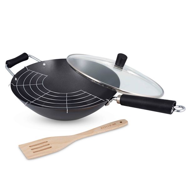 Ken Hom Non-Stick Carbon Steel 31cm 4pc Wok Set