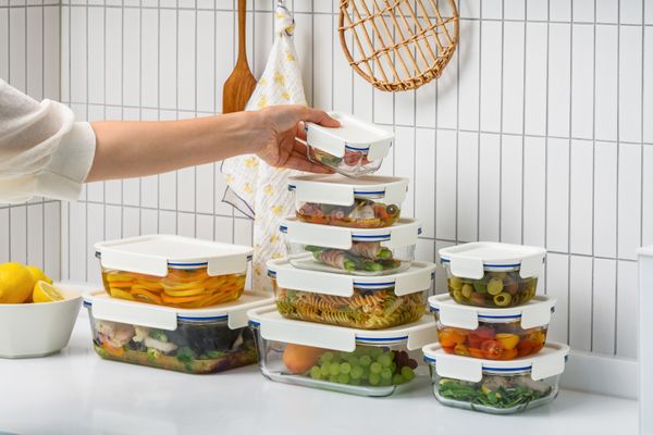 LocknLock Clear Glass White Rect Container- 160ml