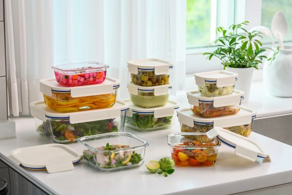 LocknLock Clear Glass White Square Container - 750ml