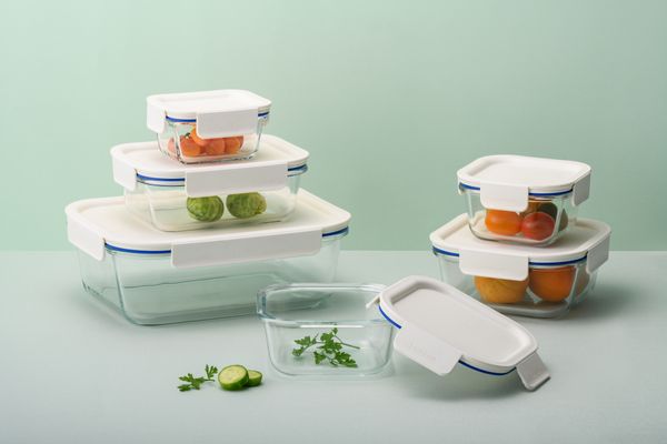 LocknLock Clear Glass White Rect Container -1L
