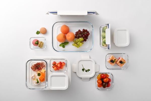 LocknLock Clear Glass White Rect Container - 2L