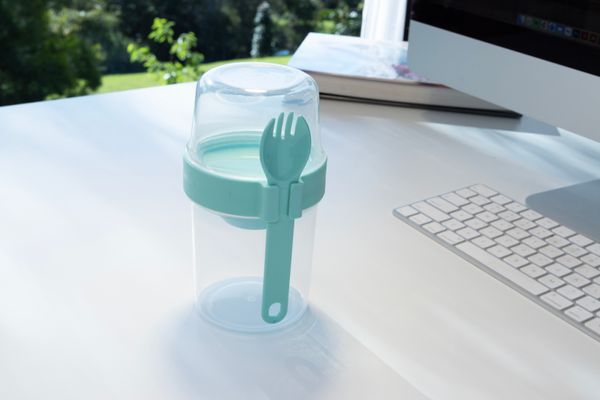 LocknLock To-Go 2 Way Container with Fork - Aqua