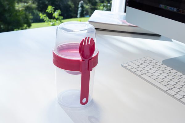 LocknLock To-Go 2 Way Container with Fork - Hot Pink