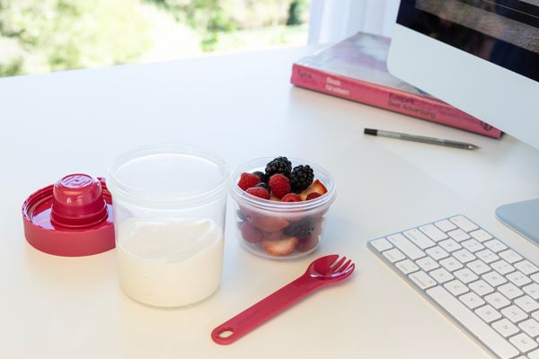 LocknLock To-Go 2 Way Container with Fork - Hot Pink