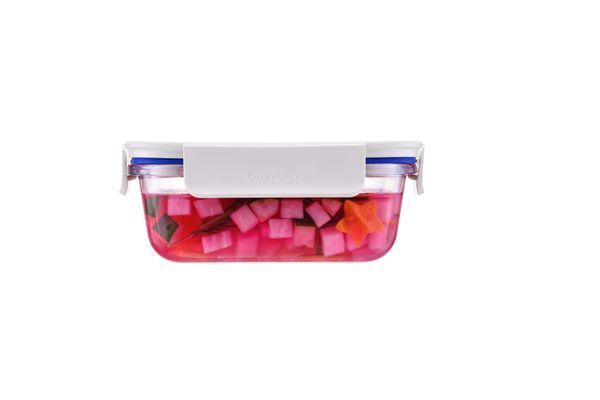 LocknLock Clear Glass White Rect Container- 160ml