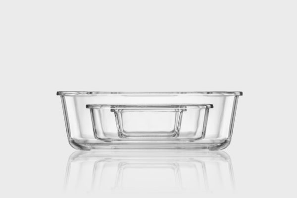 LocknLock Clear Glass White Rect Container -380ml