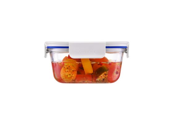 LocknLock Clear Glass White Square Container - 500ml