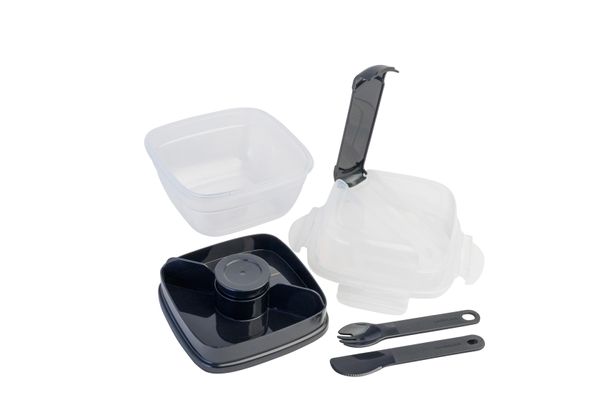 LocknLock To-Go 2 in 1 Salad Container - Black