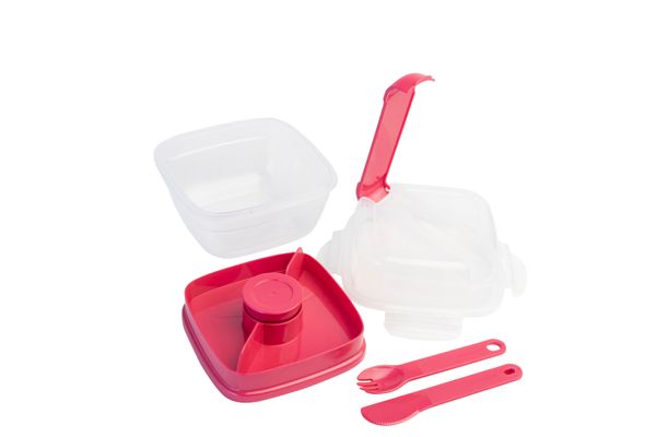 LocknLock To-Go 2 in 1 Salad Container - Hot Pink