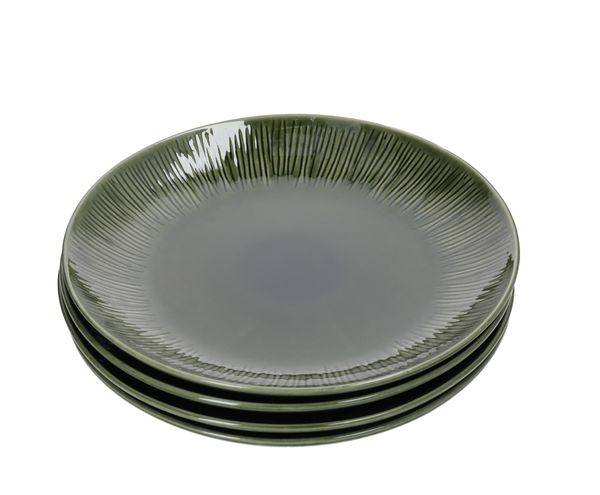 Mikasa Jardin Stoneware 4-Piece Dinner Plate Set, 27cm, Green