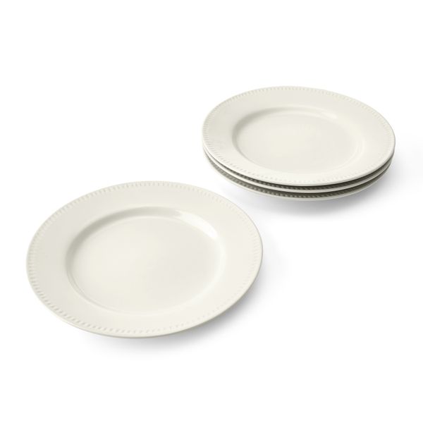 Mikasa Cranborne 4-Piece Stoneware Dinner Plate Set, 27cm, Cream