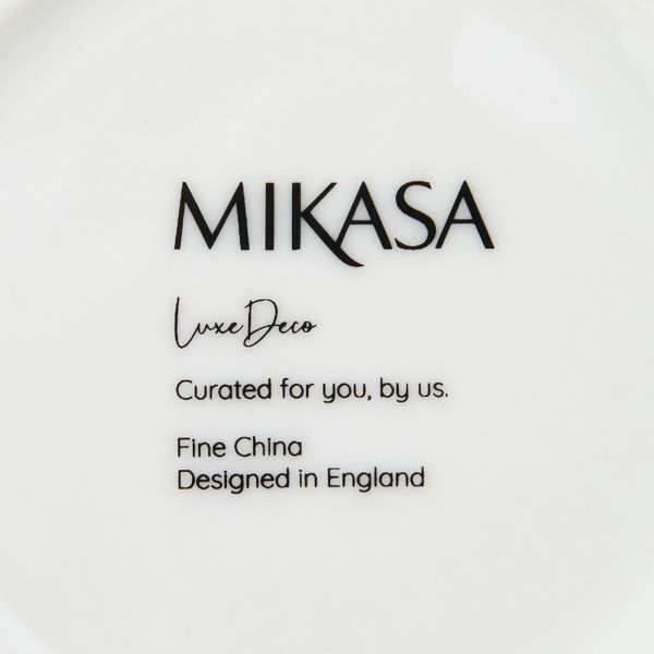 Mikasa Luxe Deco China Tea Cups and Saucers with Geometric Stripe, Set of 2, 200ml