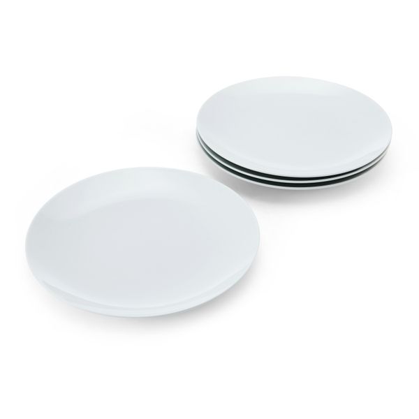 Mikasa Chalk 4-Piece Porcelain Dinner Plate Set, 27cm, White