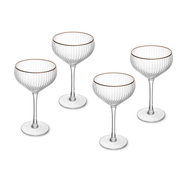 Mikasa Sorrento 4-Piece Crystal Coupe Glass Set, 350ml