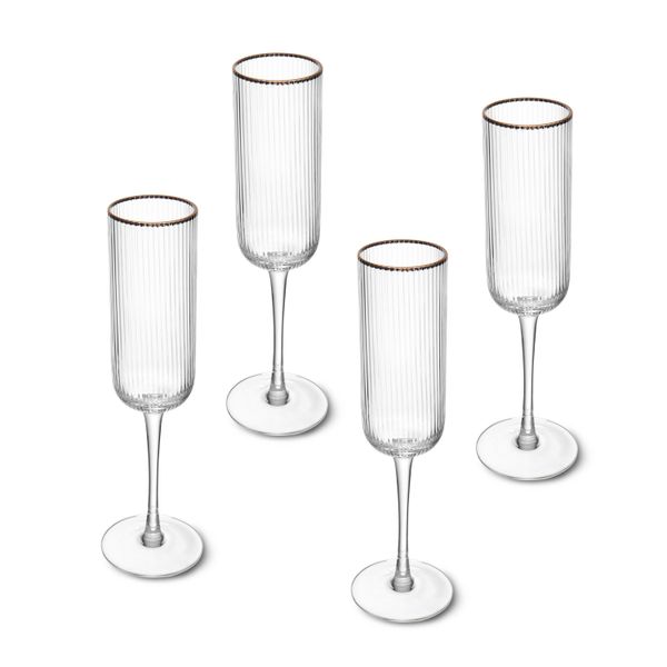 Mikasa Sorrento 4-Piece Crystal Flute Glass Set, 200ml