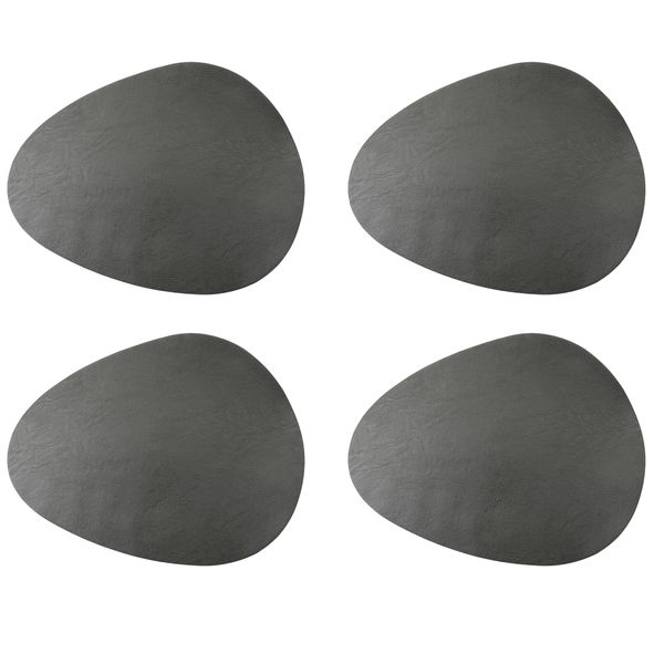 Mikasa Pebble-Shaped 38 x 30cm Placemats, Set of 4, Grey