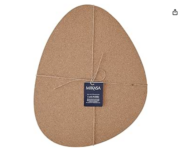 Mikasa Pebble-Shaped Cork Placemats, Set of 4, Natural