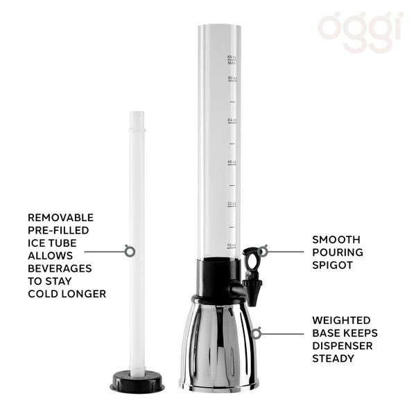 Oggi Beer & Beverage Tower Dispenser 2.83 Litre