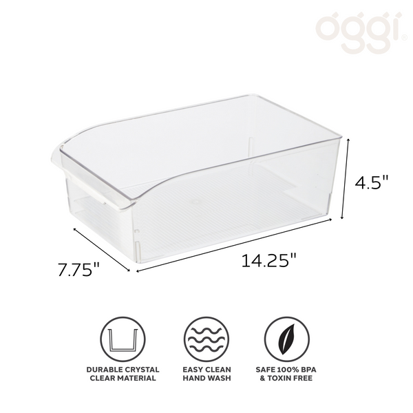 Oggi Fridge/Pantry Storage Bin with Finger Grip Handle (36x20x11cm)