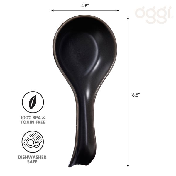 Oggi Ceramic Spoon Rest - Black