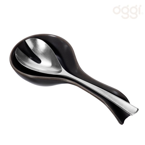 Oggi Ceramic Spoon Rest - Black