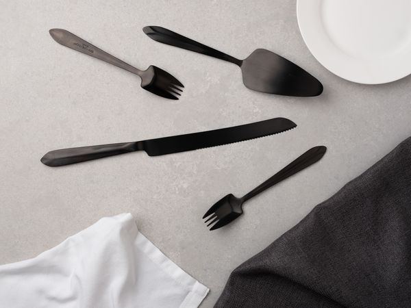 Splayd Cake Knife, Server & Splayd Set of 8 - Black