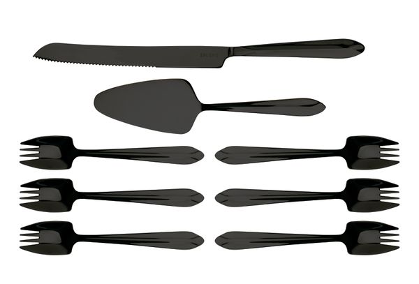 Splayd Cake Knife, Server & Splayd Set of 8 - Black