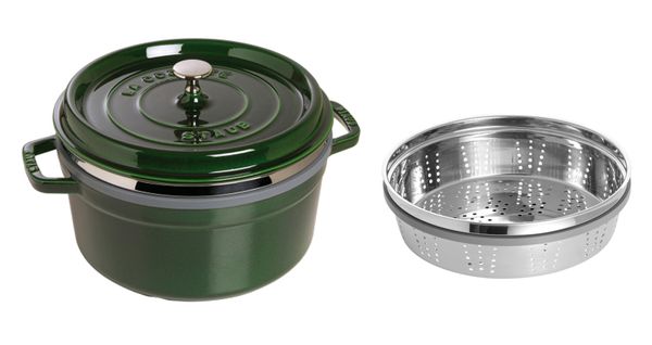 Staub  Cocotte Round with Steamer 26cm Basil Green