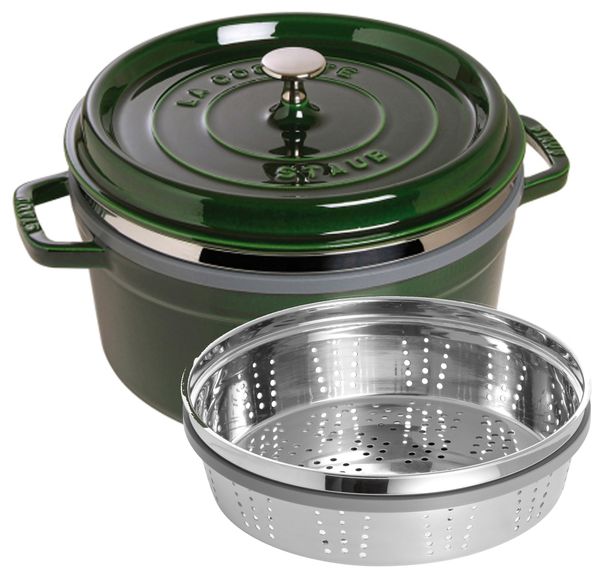 Staub  Cocotte Round with Steamer 26cm Basil Green