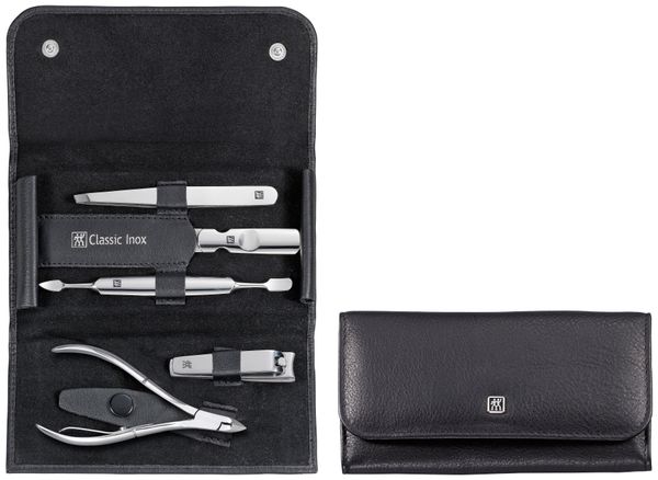 Zwilling Pocket Case CLASSIC INOX Leather 5pc Set